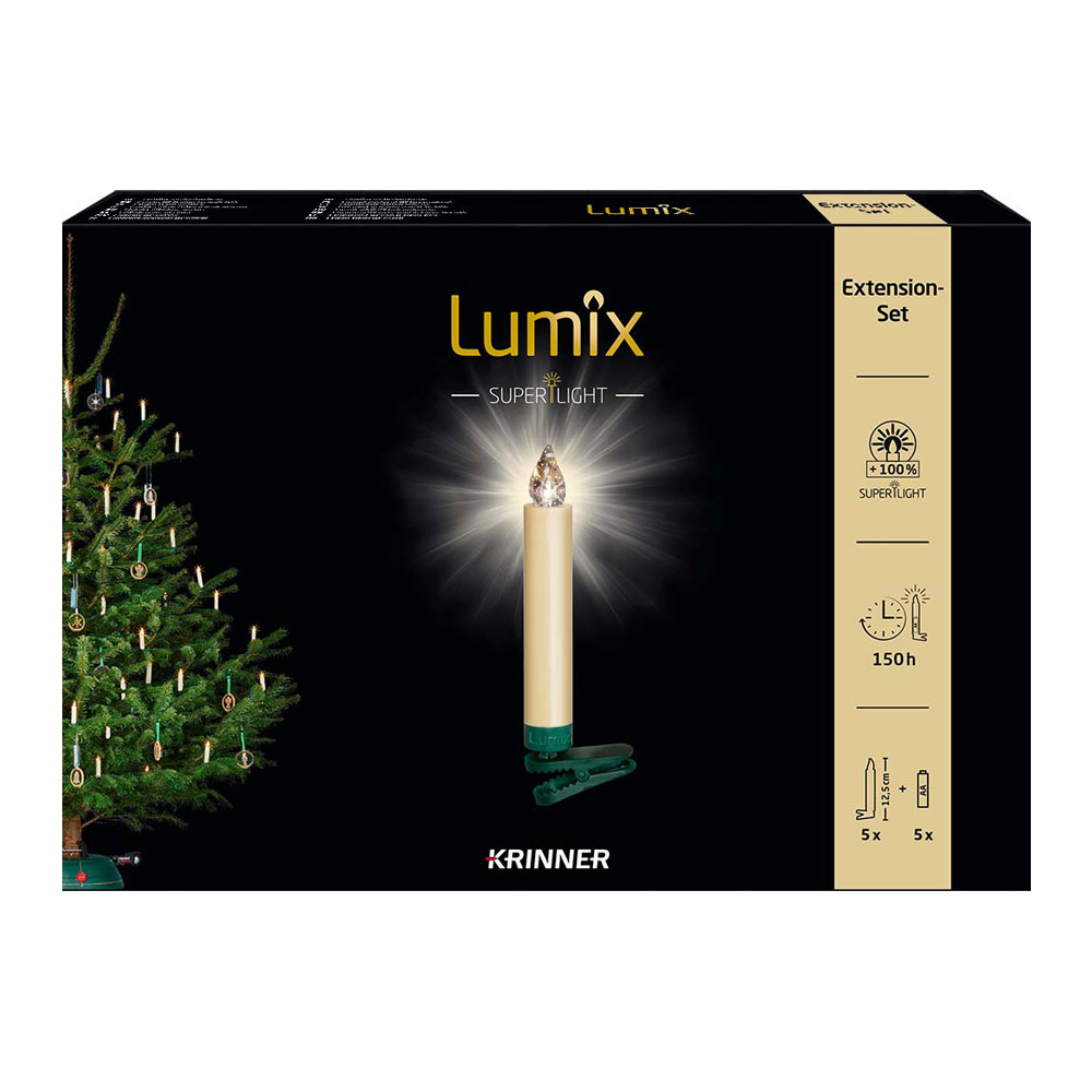 Krinner Christbaumkerze Erweiterungs-Set "Lumix SuperLight Elfenbein" 550223