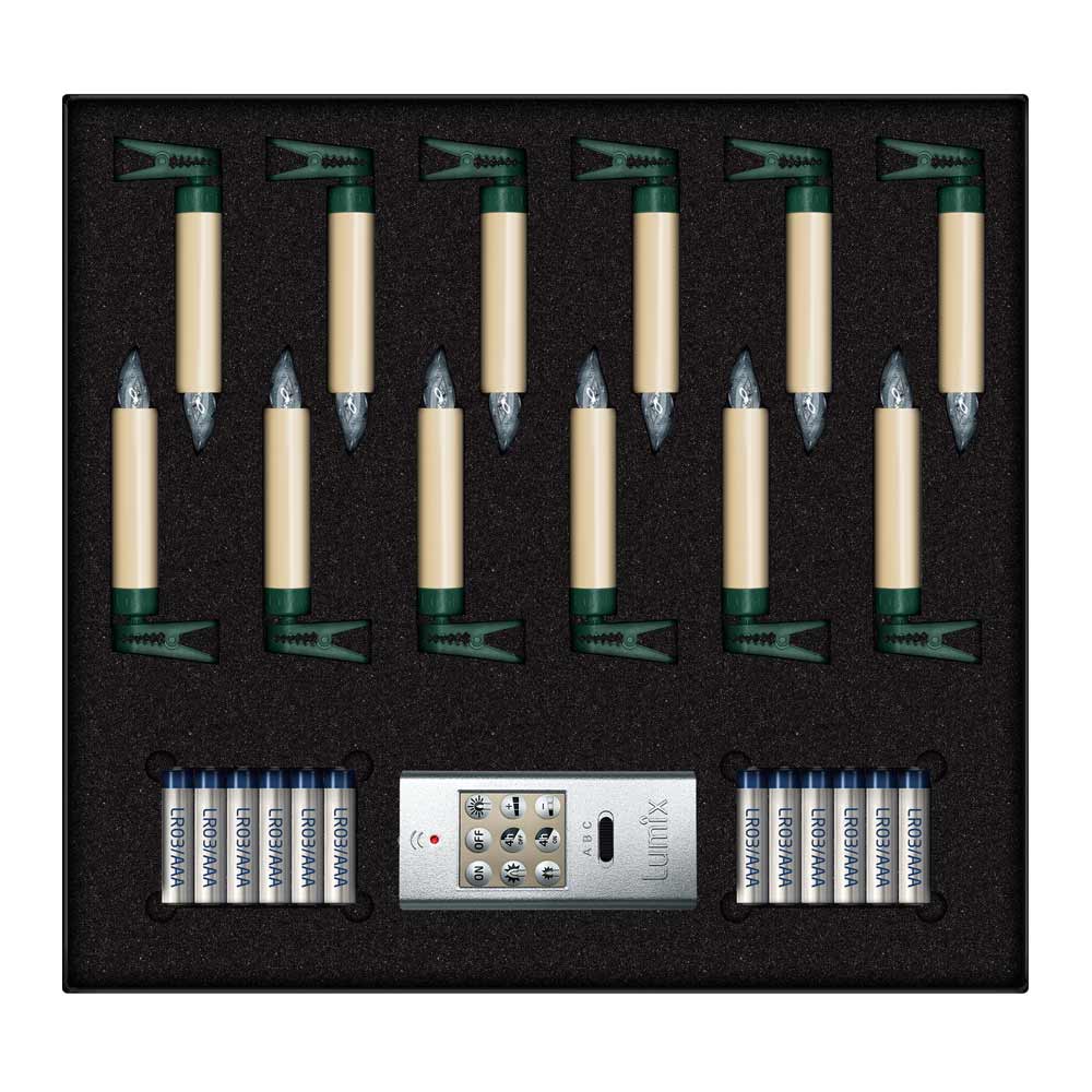 Krinner Christbaumkerze Mini Basis-Set "Lumix SuperLight Elfenbein" 550224