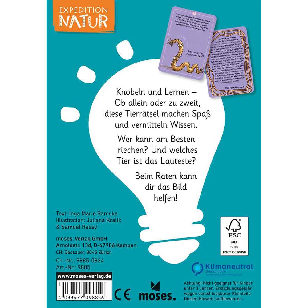 Moses Kartenset 50 Tierrätsel - Rekorde "Expedition Natur"