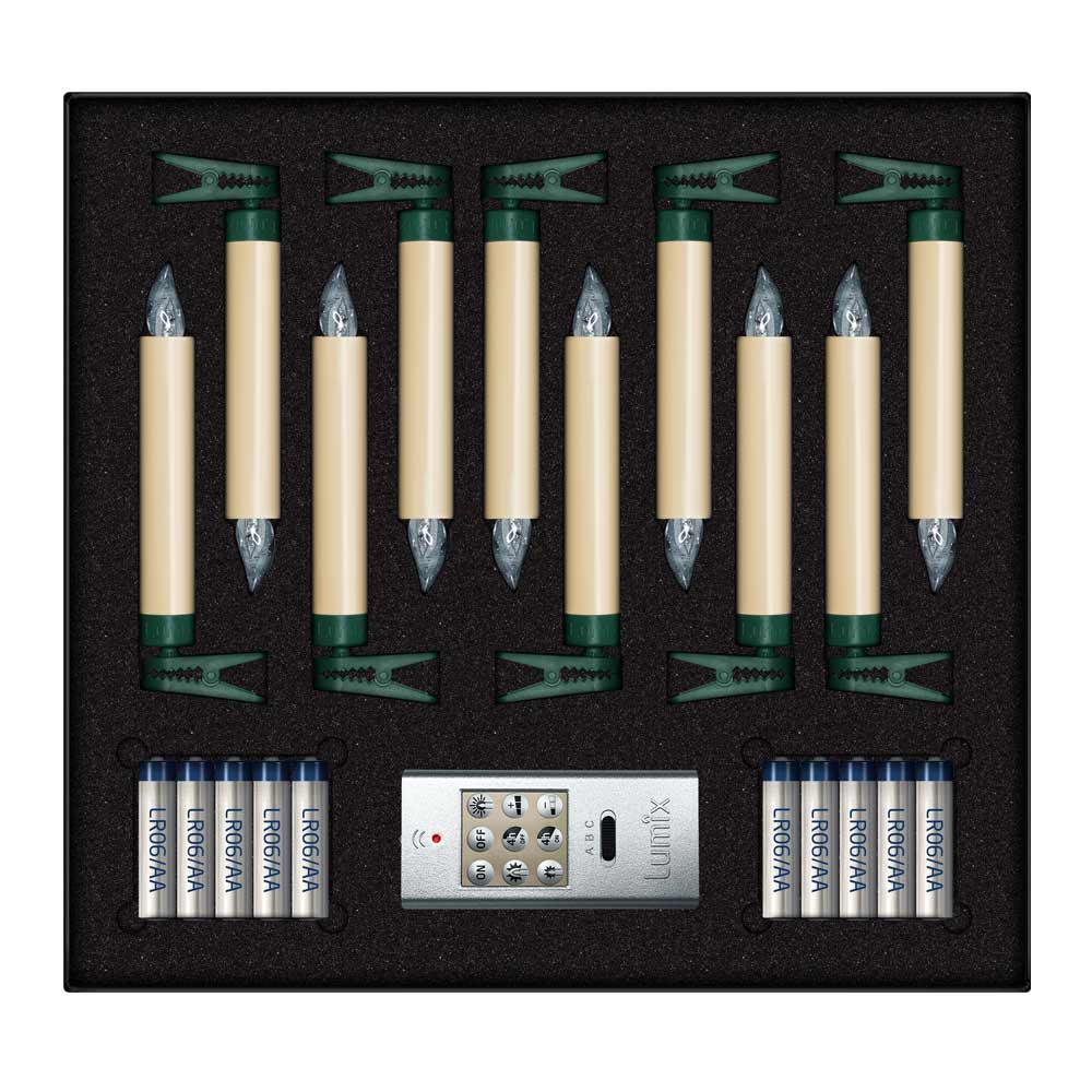 Krinner Christbaumkerze Basis-Set "Lumix SuperLight Elfenbein" 550222