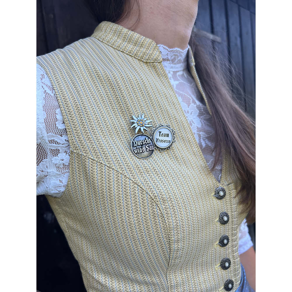 Gaudiknopf 'Team Prosecco'-Anstecker "Klassiker-verziert" 617725