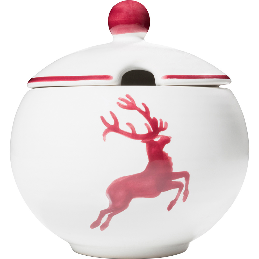 Gmundner Zuckerdose "Bordeauxroter Hirsch" 386342