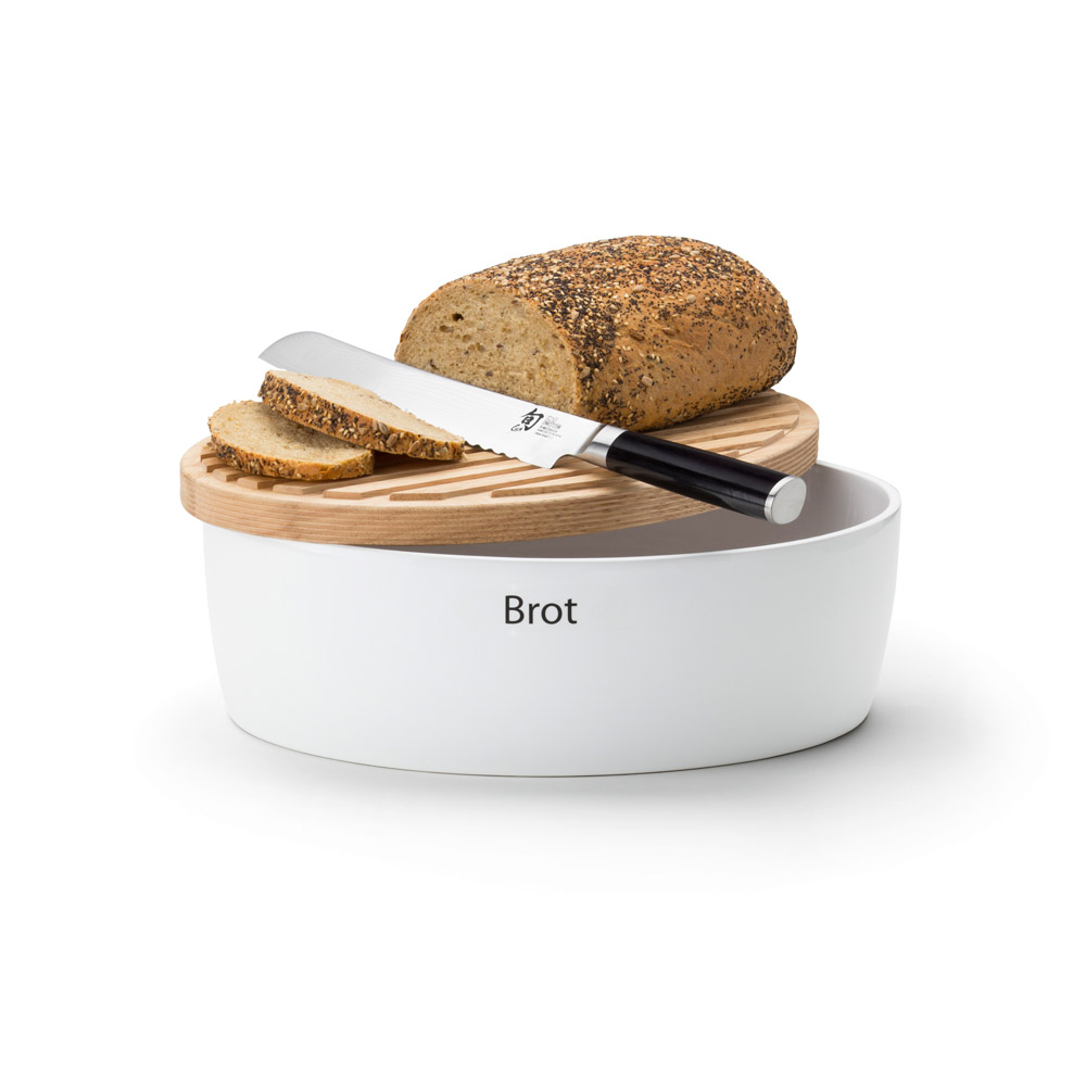 CONTINENTA ovaler Brottopf (weiß) mit Holzdeckel 385800