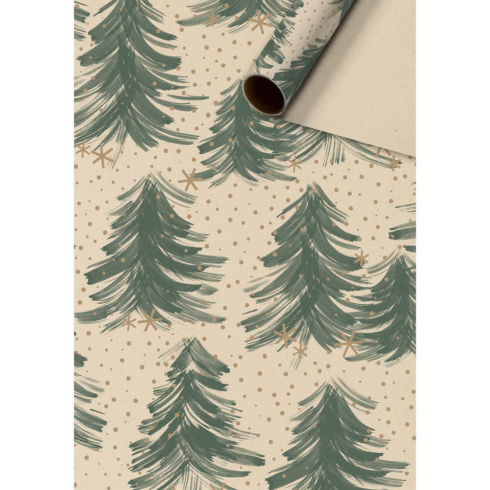 Stewo Geschenkpapier 70cm/2m Inverno creme-dunkelgrün 643862