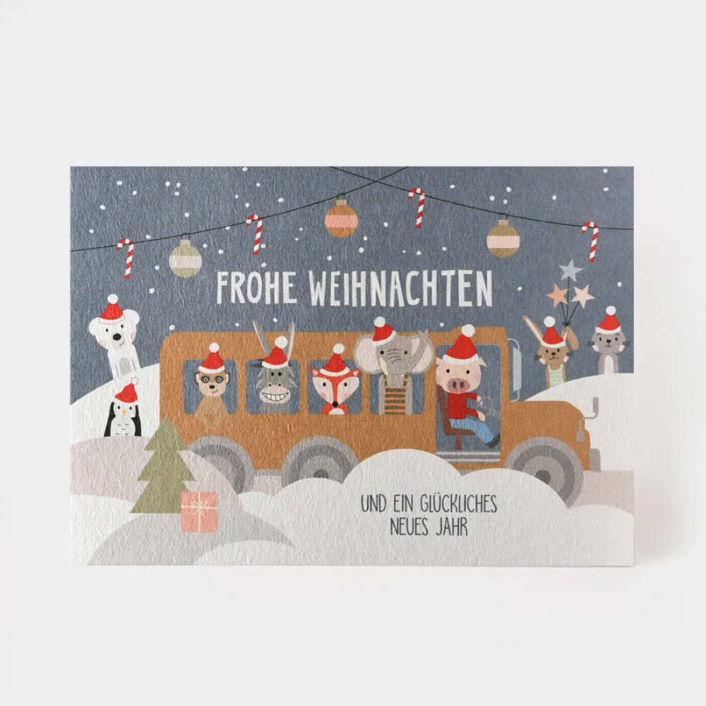 Kartenmarie Postkarte Weihnachtsbus Frohe Weihnachten 639278