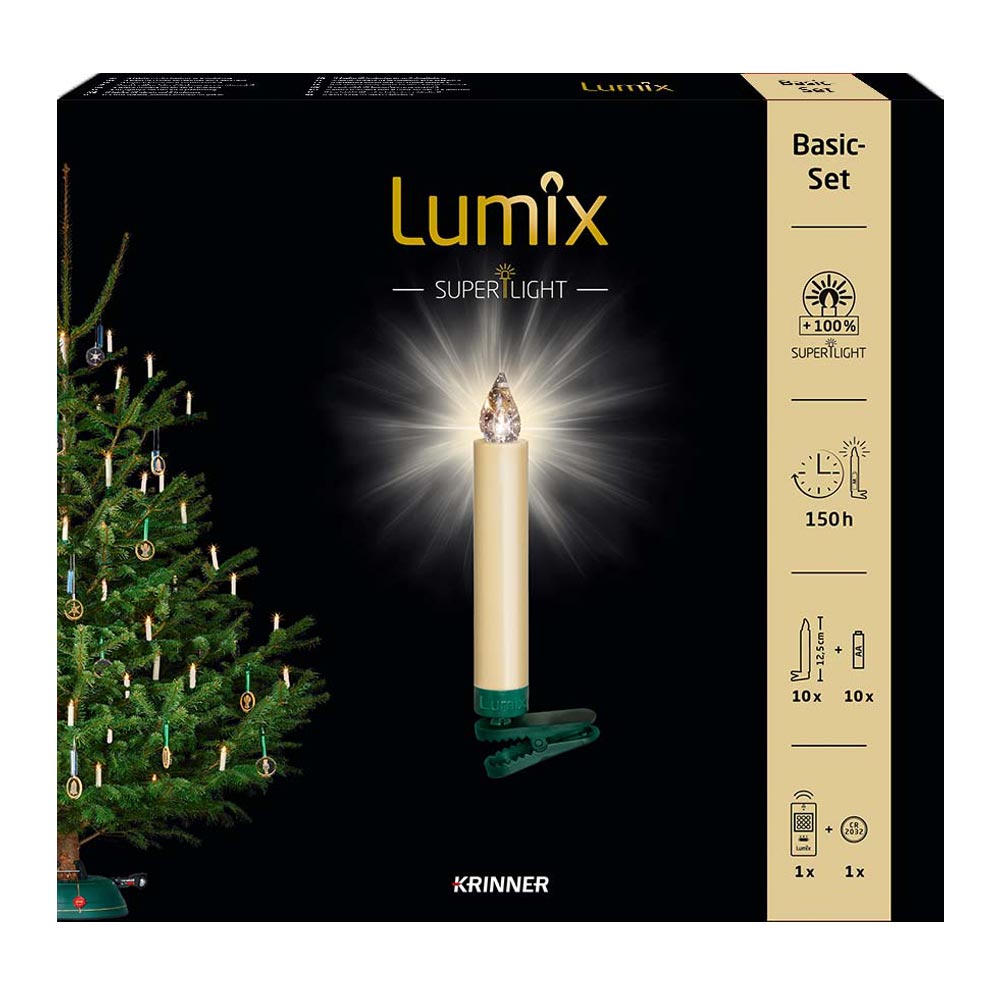 Krinner Christbaumkerze Basis-Set "Lumix SuperLight Elfenbein" 550222