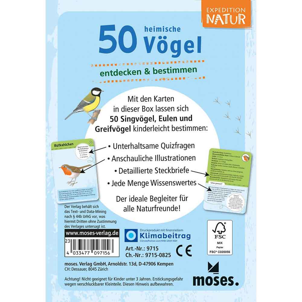 Moses Kartenset - 50 heimische Vögel "Expedition Natur"