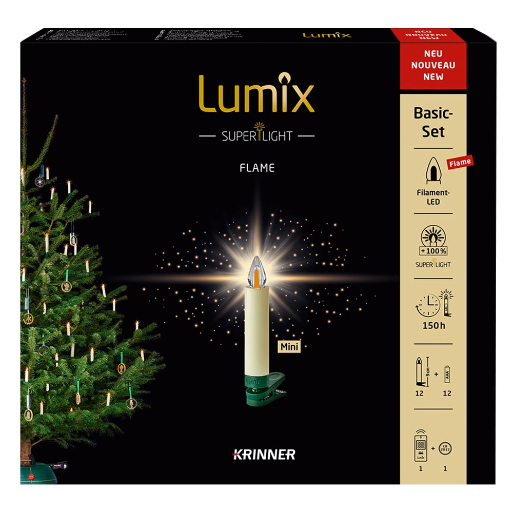 Krinner Christbaumkerze Mini "Lumix SuperLight Flame" Basisset 593560