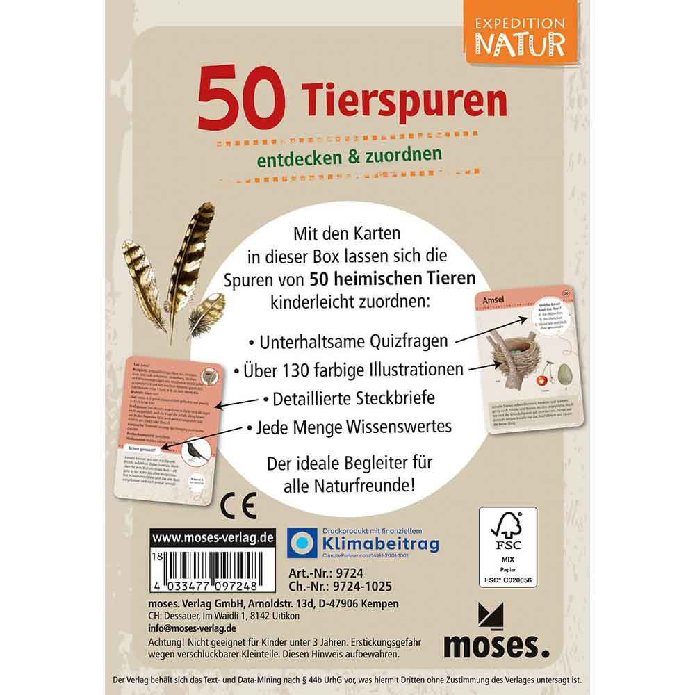 Moses Kartenset 50 Tierspuren "Expedition Natur"
