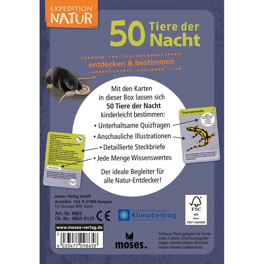 Moses Kartenset 50 Tiere der Nacht "Expedition Natur"