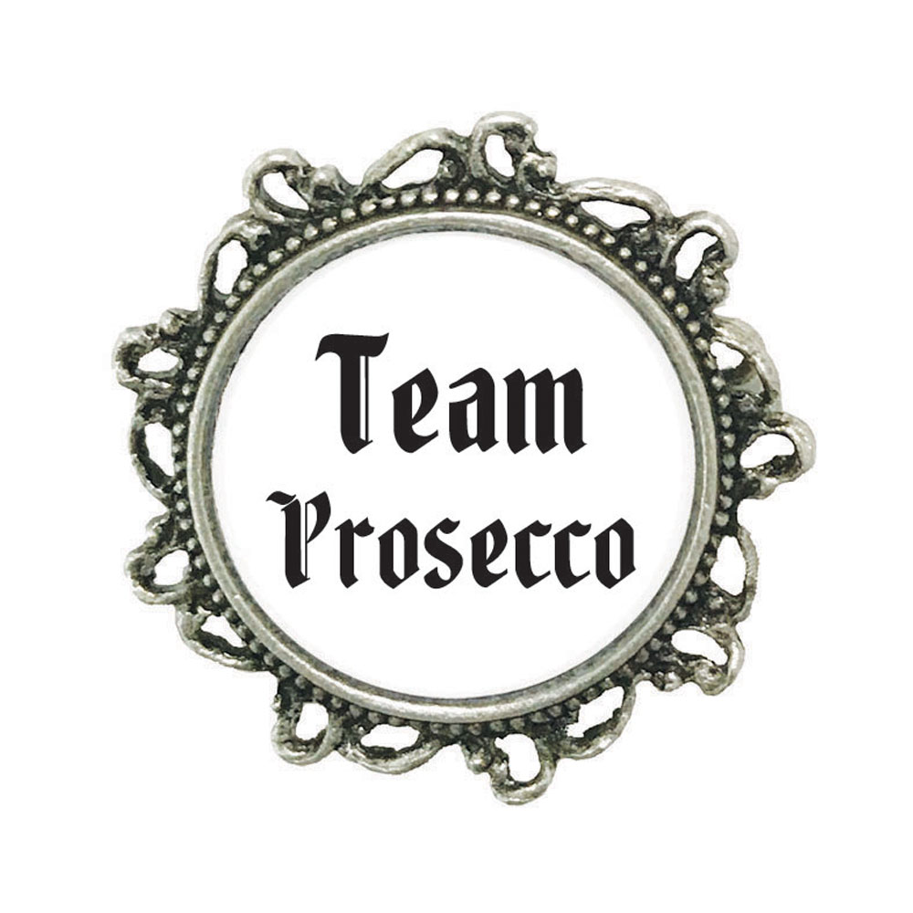 Gaudiknopf 'Team Prosecco'-Anstecker "Klassiker-verziert" 617725
