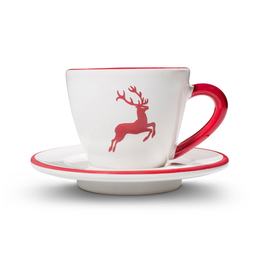 Gmundner Espressotasse 2-teilig "Bordeauxroter Hirsch" 464366