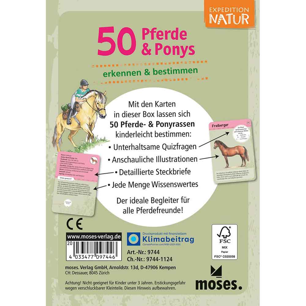 Moses Kartenset 50 Pferde & Ponys "Expedition Natur"