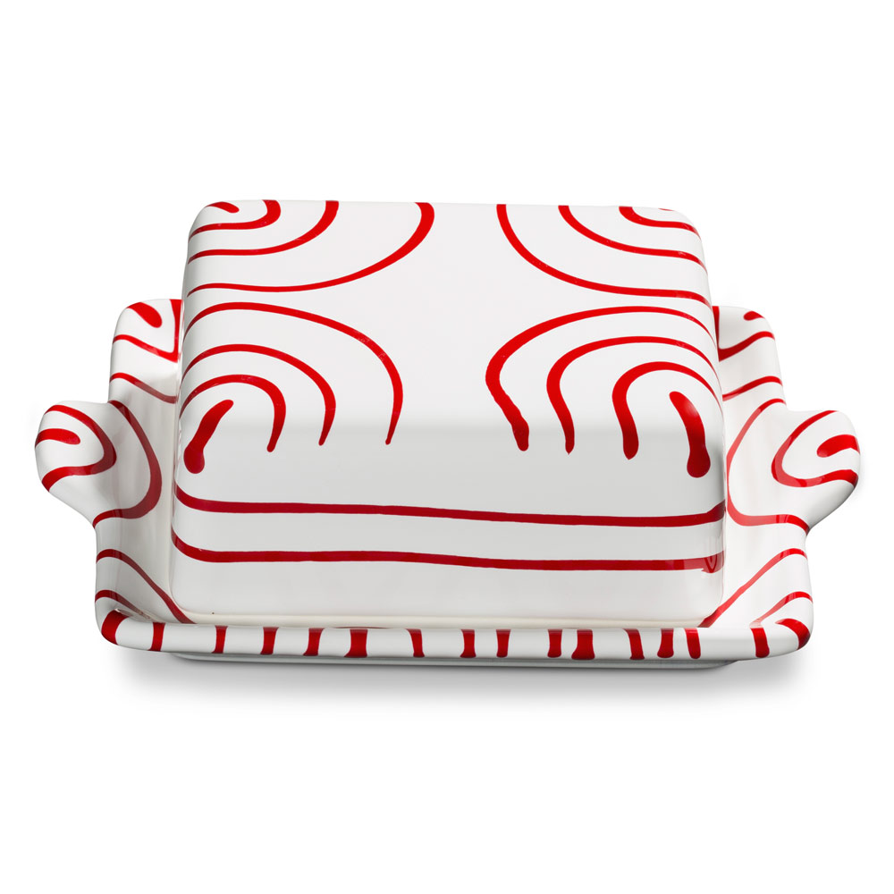 Gmundner Butterdose "Rotgeflammt" 392157