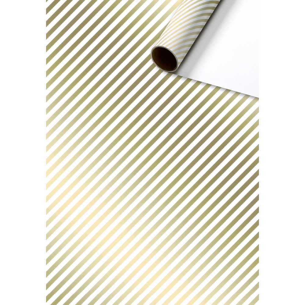 Stewo Geschenkpapier 70cm/2m Stribe gold-weiß 643865
