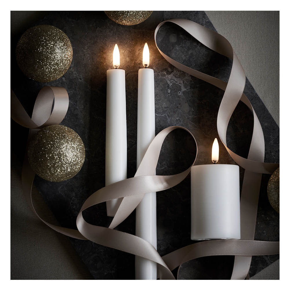 Uyuni 2er Set LED-Stabkerzen "Taper" weiß 617634