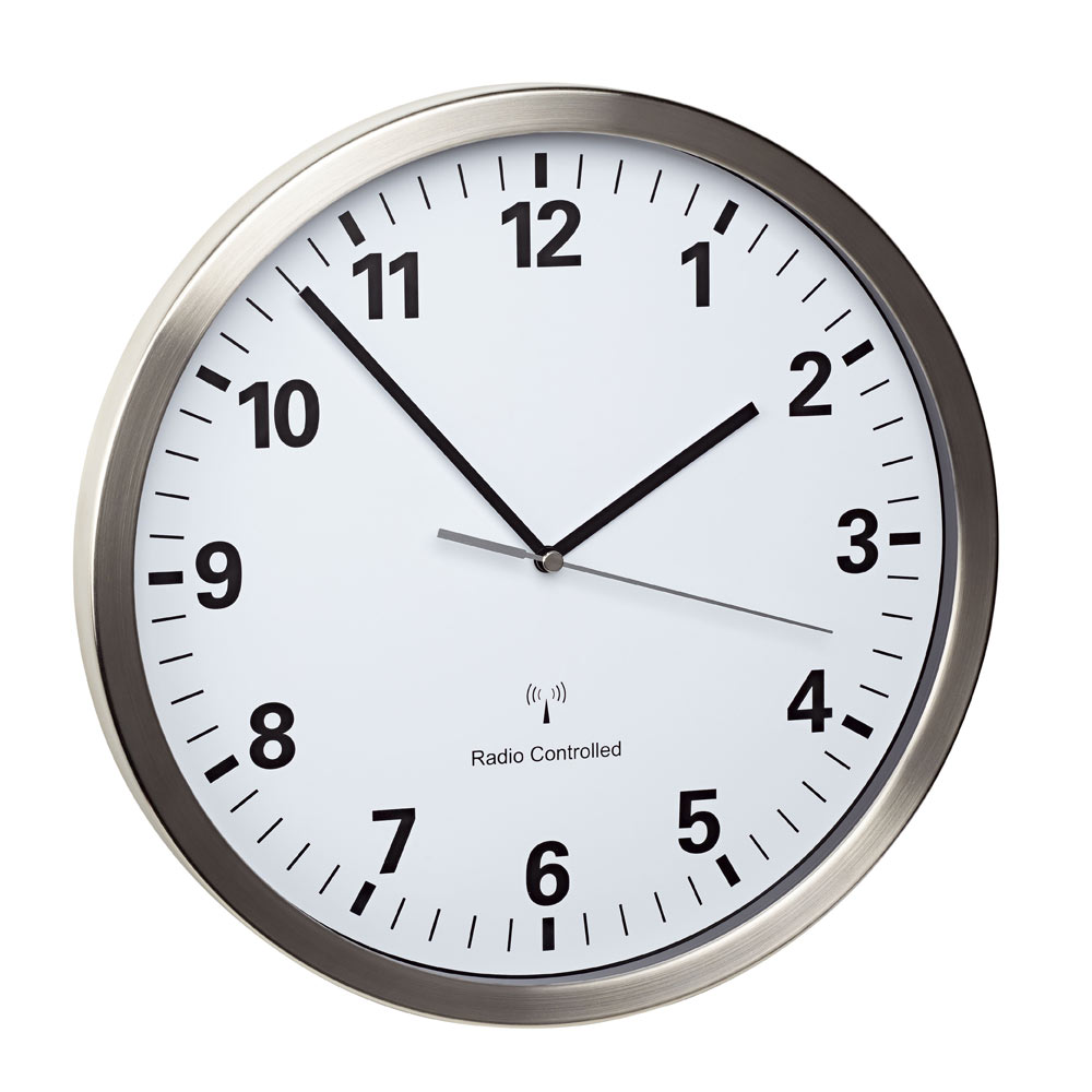 TFA Analoge Funk-Wanduhr mit Edelstahl-Rahmen 592676