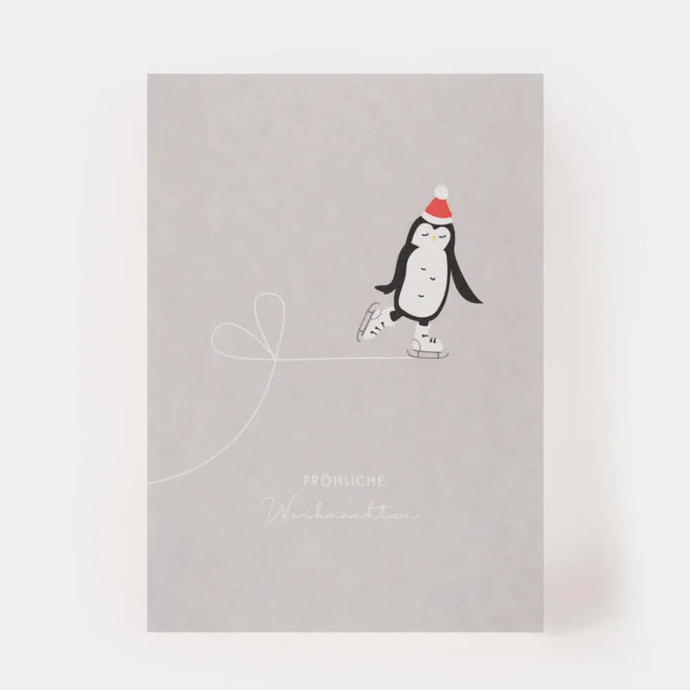 Kartenmarie Postkarte Schlittschuh Pinguin 639280