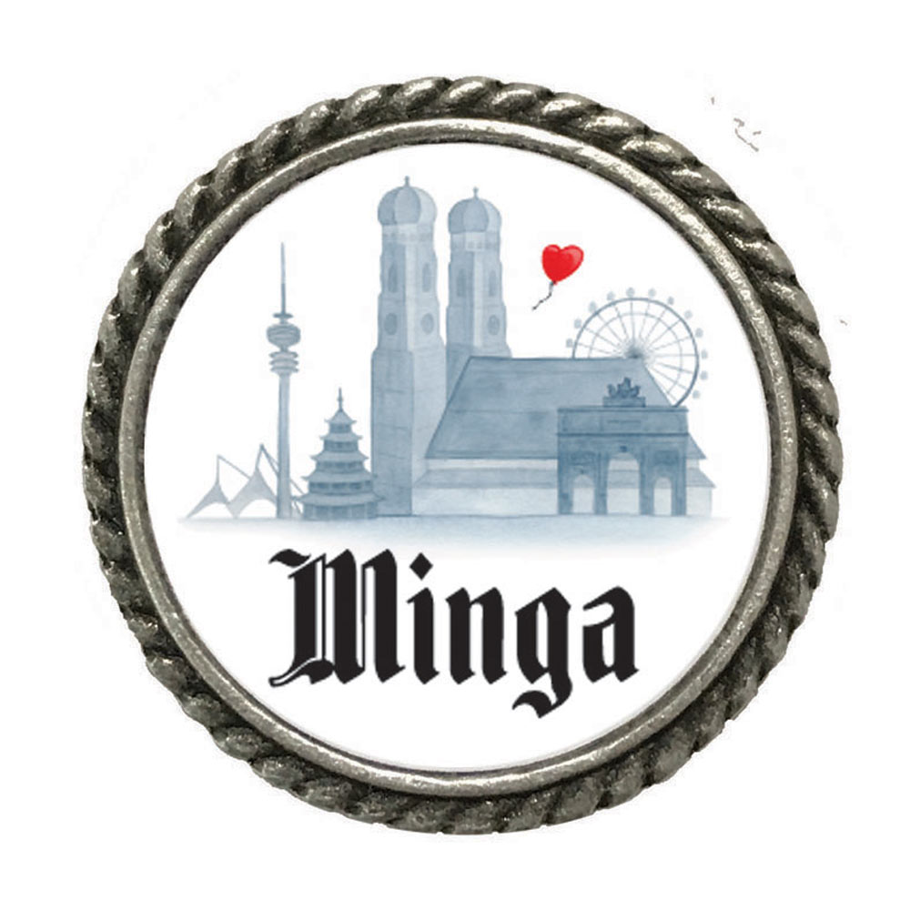 Gaudiknopf Anstecker "Ein Herz für Minga" 617701