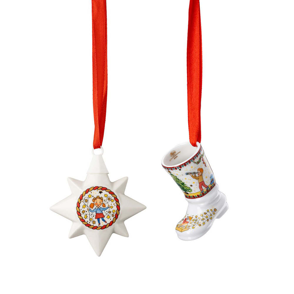 Hutschenreuther Set Minigstern/Ministiefel "Weihnachtsleuchten" 641728