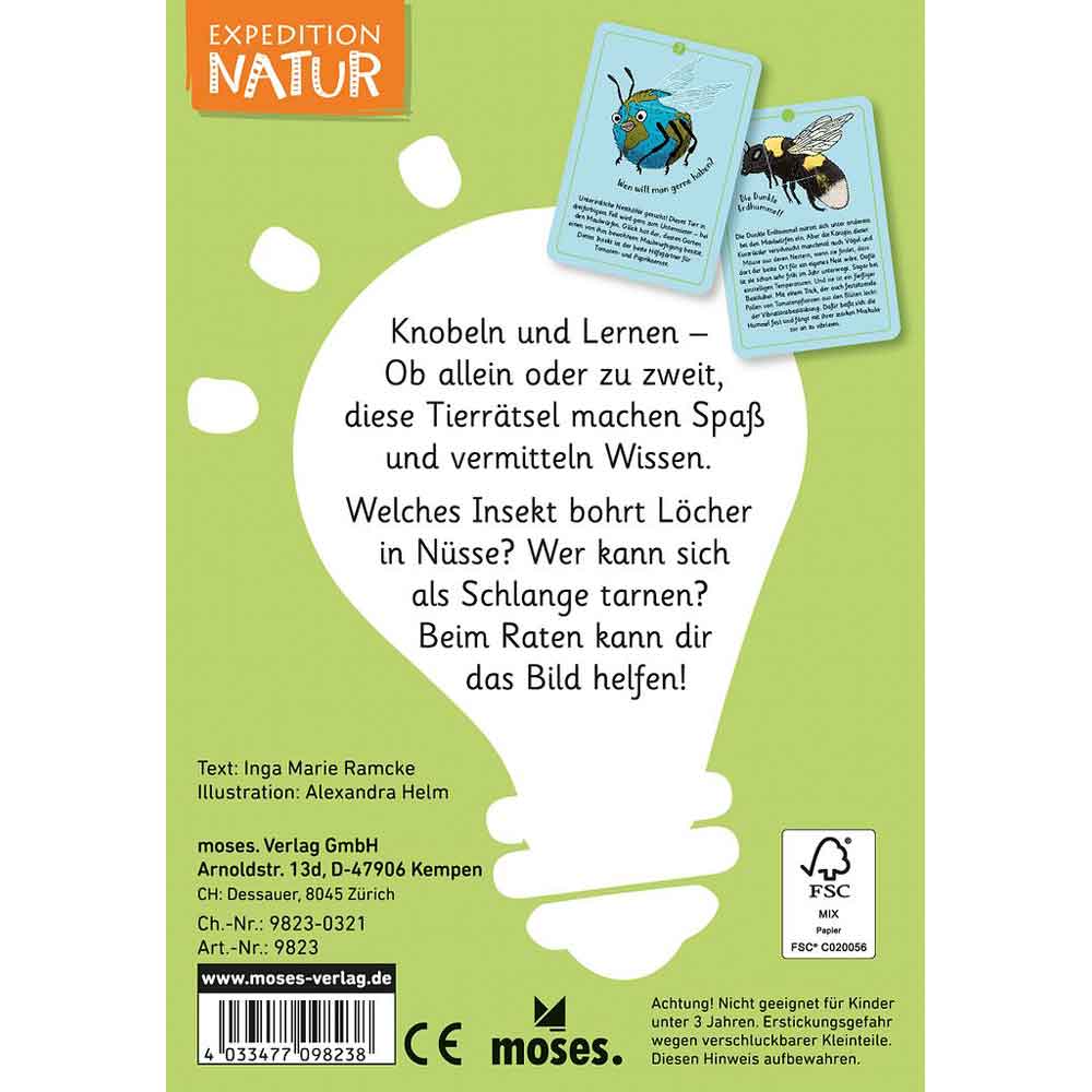Moses Kartenset 50 Tierrätsel - Insekten "Expedition Natur"