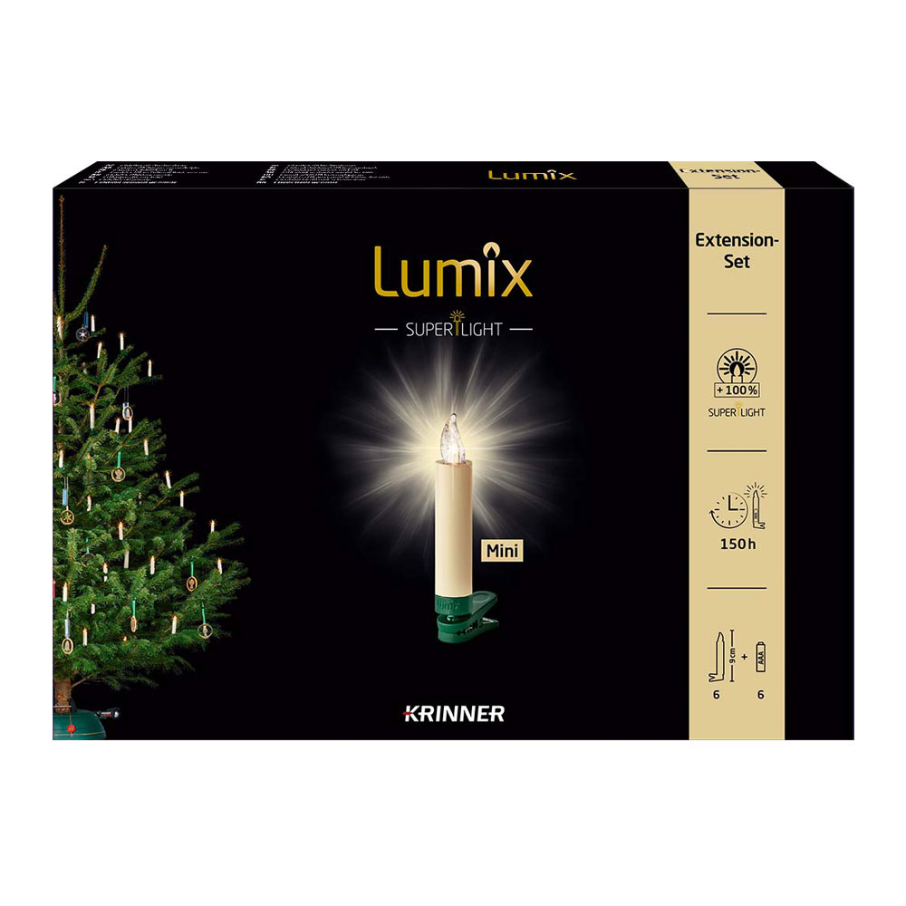 Krinner Christbaumkerze Mini Erweiterungs-Set "Lumix SuperLight Elfenbein" 550225
