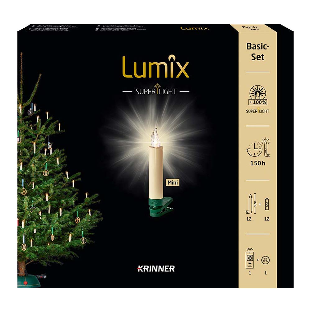 Krinner Christbaumkerze Mini Basis-Set "Lumix SuperLight Elfenbein" 550224