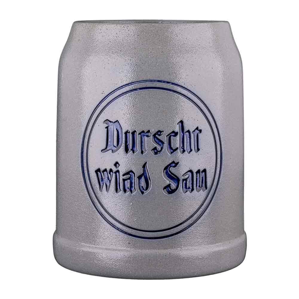 Gaudiknopf Steinkrug "Durscht wiad Sau" 652628