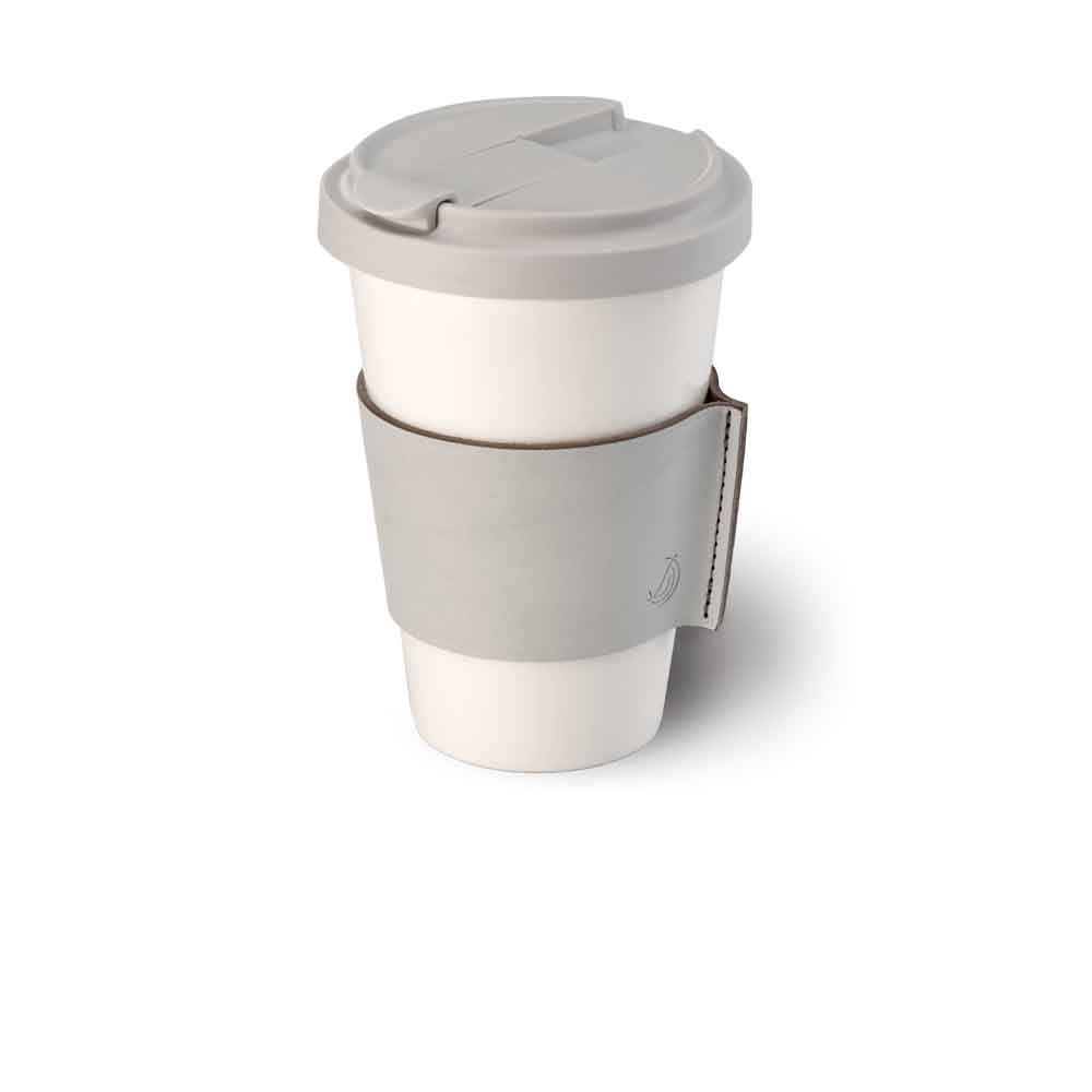 DIBBERN Coffee to go Becher mit Lederbanderole "Bone China weiss" 588131